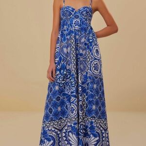 NWT Caroline Constas Maxi Dress – Elle Blue Tile Print Size Small